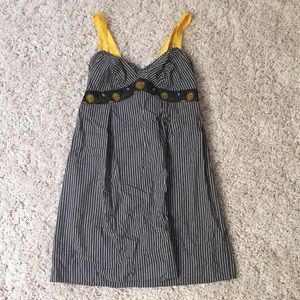 Strap shirt dress with yellow detailing